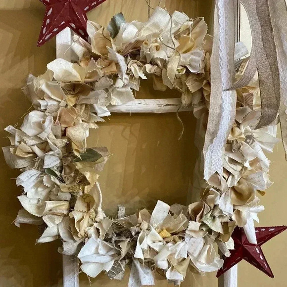 Homemade Rag Wreath - 18" - Picture 2 of 2